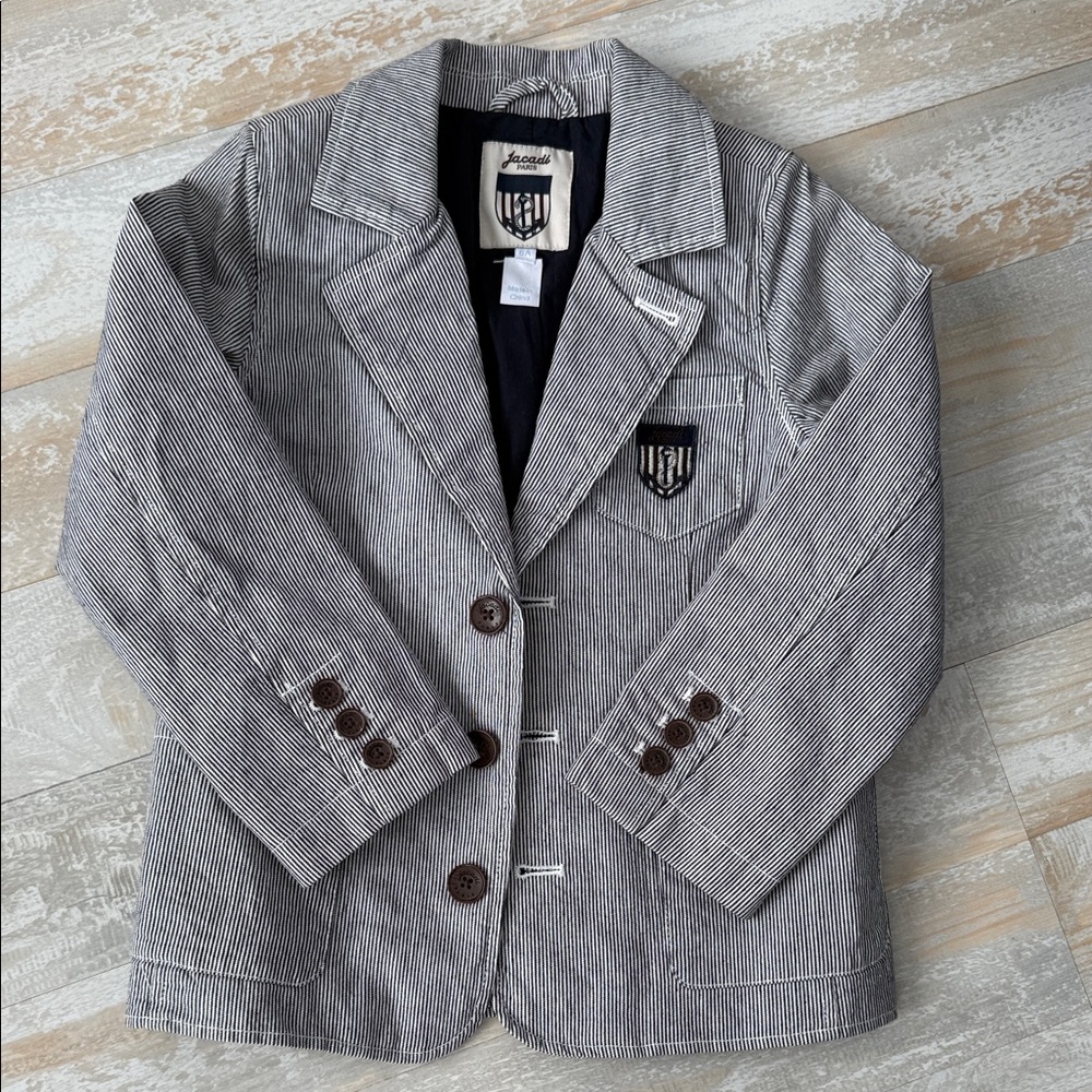 Jacadi Black and White Pinstripe Kids Blazer